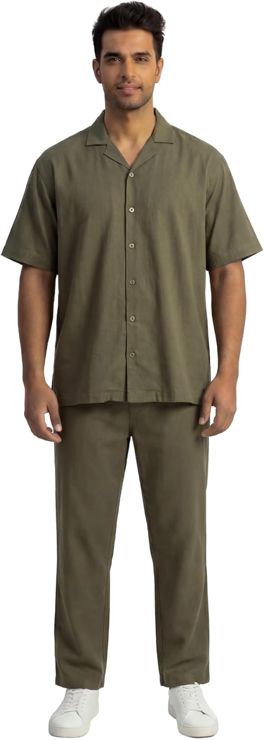 JYF Men's Striped Co-Ord Set – Relaxed Fit Shirt & Pants