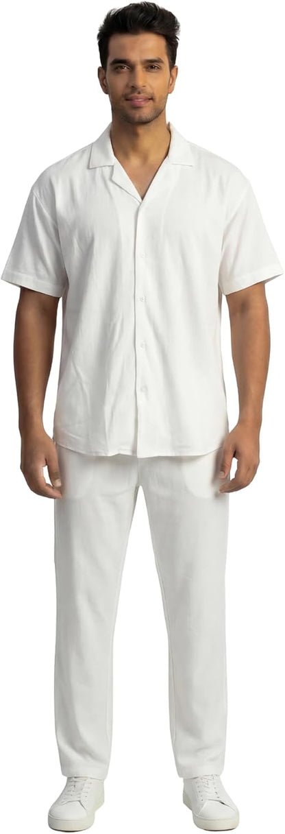 JYF Men's Striped Co-Ord Set – Relaxed Fit Shirt & Pants