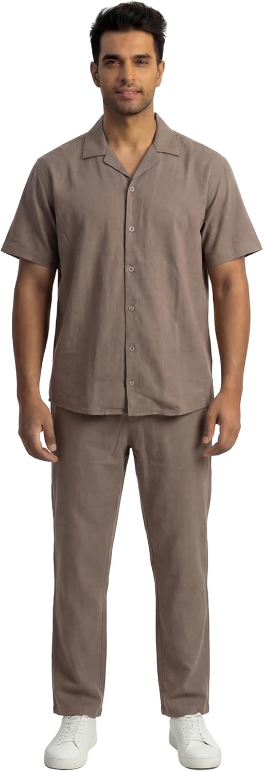 JYF Men's Striped Co-Ord Set – Relaxed Fit Shirt & Pants