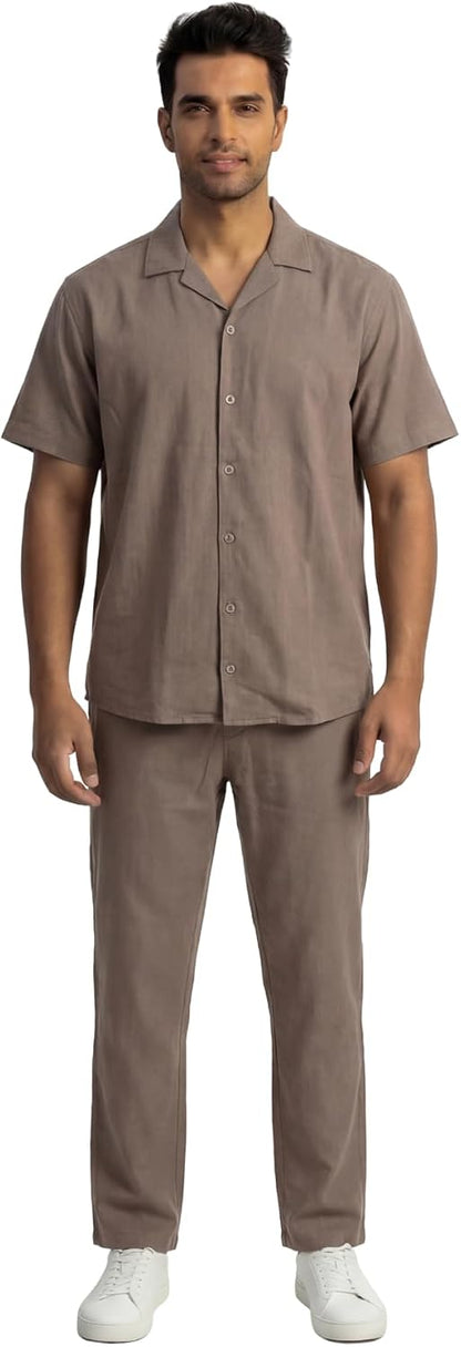 JYF Men's Striped Co-Ord Set – Relaxed Fit Shirt & Pants