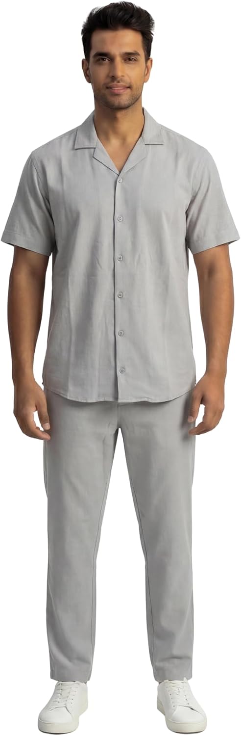 JYF Men's Striped Co-Ord Set – Relaxed Fit Shirt & Pants