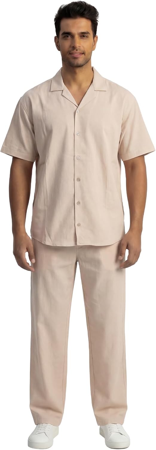 JYF Men's Striped Co-Ord Set – Relaxed Fit Shirt & Pants