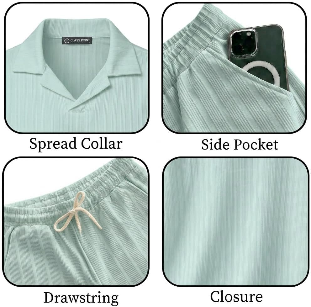 JYF Men's Summer Co-Ord Set – Button-Down Shirt & Shorts