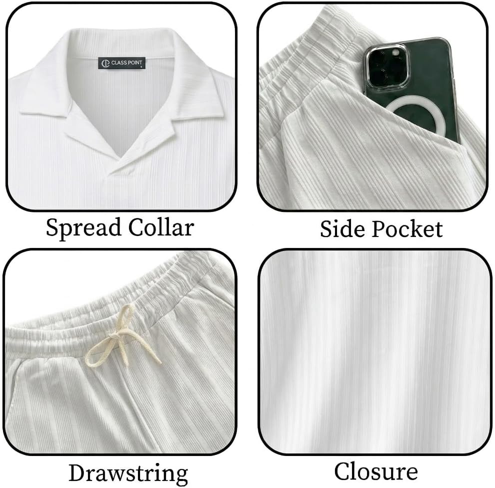 JYF Men's Summer Co-Ord Set – Button-Down Shirt & Shorts