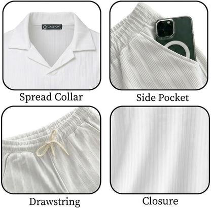 JYF Men's Summer Co-Ord Set – Button-Down Shirt & Shorts