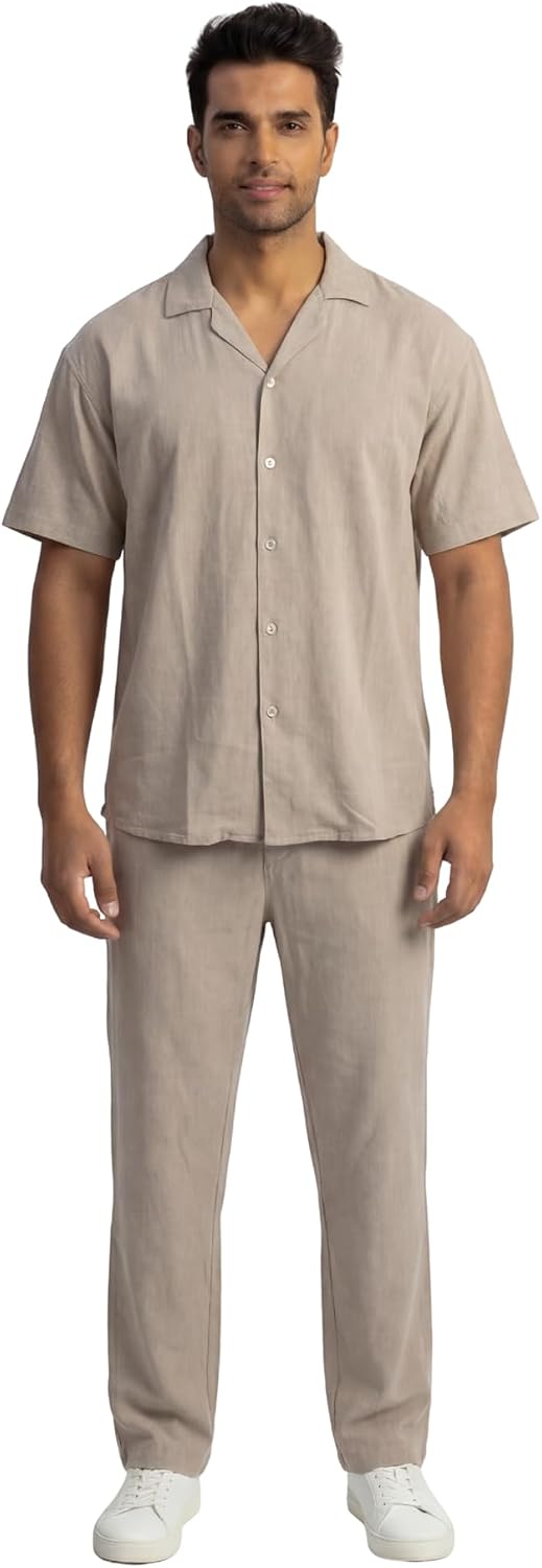 JYF Men's Striped Co-Ord Set – Relaxed Fit Shirt & Pants