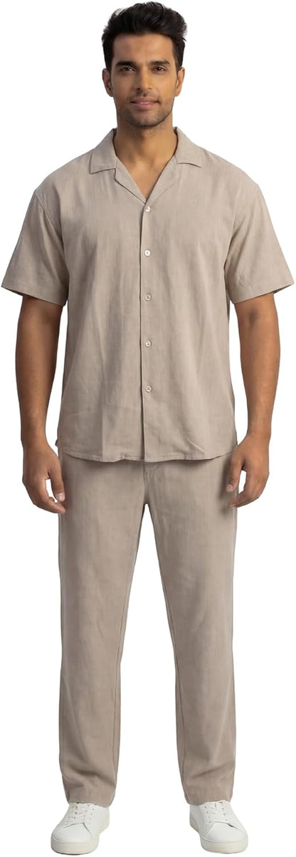 JYF Men's Striped Co-Ord Set – Relaxed Fit Shirt & Pants