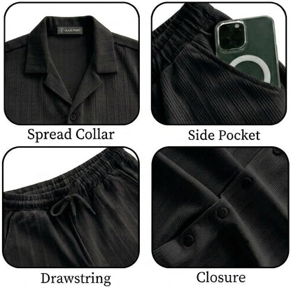 JYF Men's Subtle Stripe Co-Ord Set – Shirt & Casual Pants