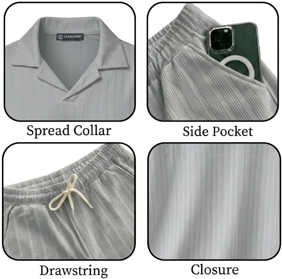 JYF Men's Summer Co-Ord Set – Button-Down Shirt & Shorts