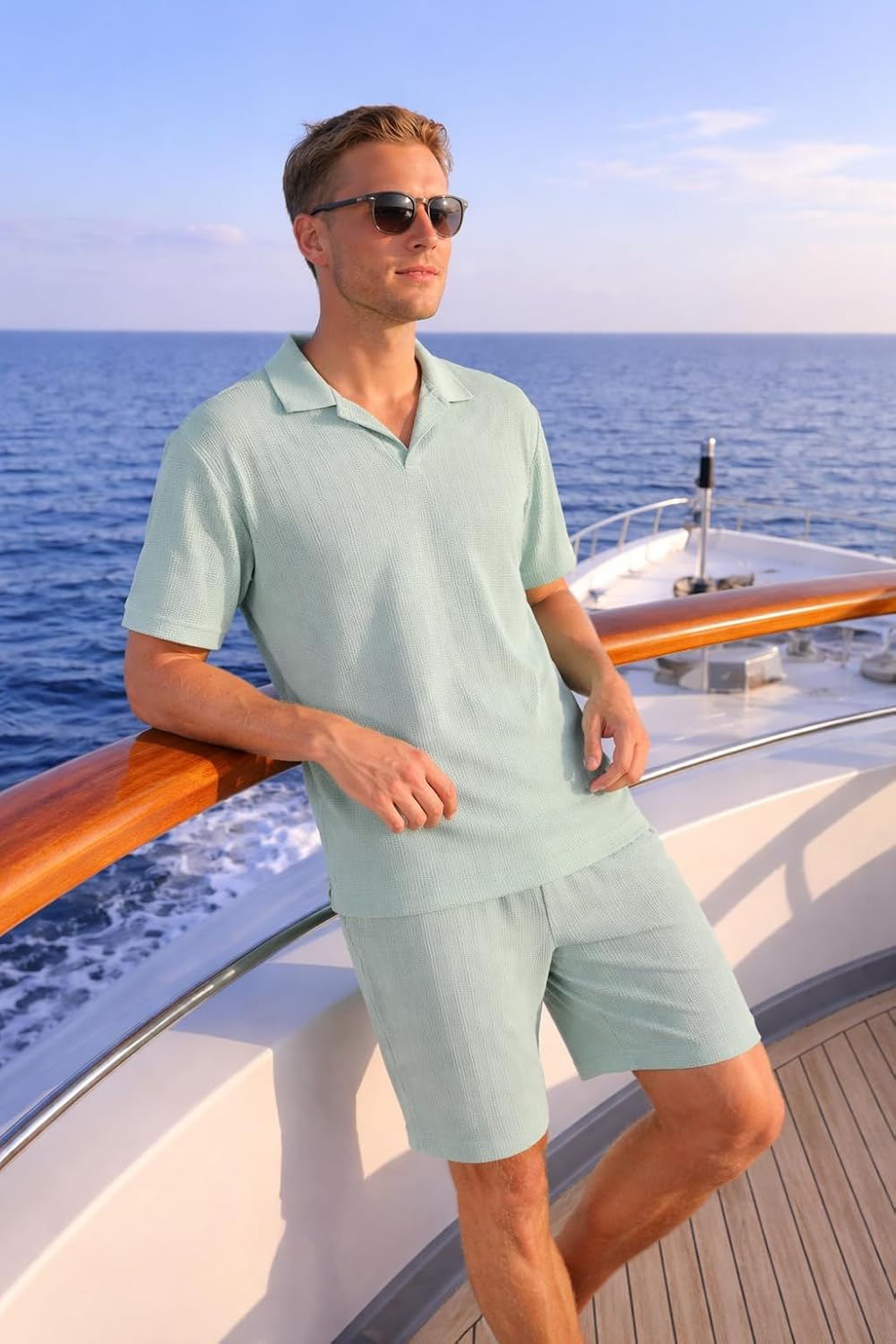JYF Men's Summer Co-Ord Set – Button-Down Shirt & Shorts