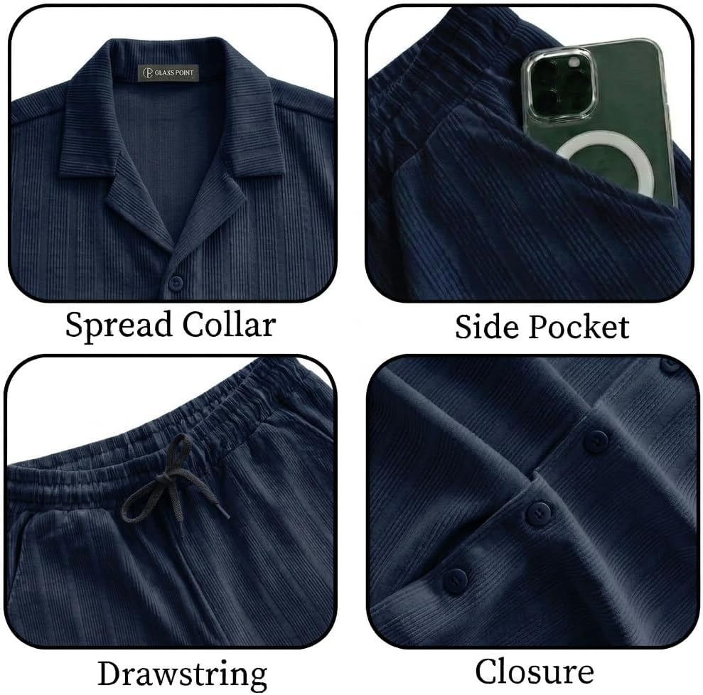 JYF Men's Subtle Stripe Co-Ord Set – Shirt & Casual Pants