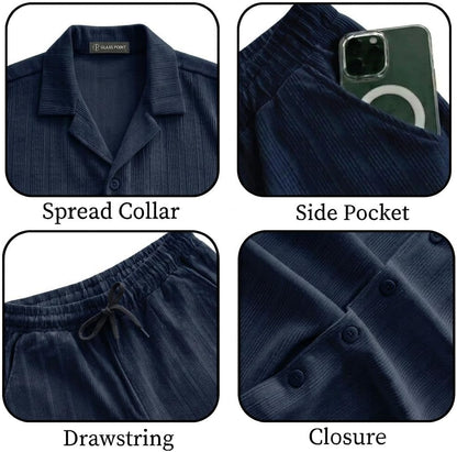 JYF Men's Subtle Stripe Co-Ord Set – Shirt & Casual Pants