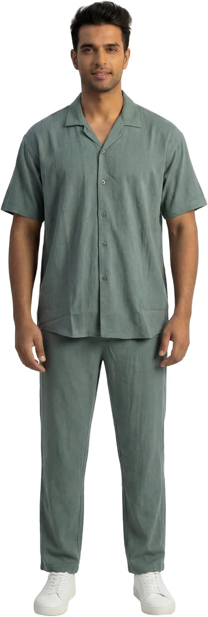 JYF Men's Striped Co-Ord Set – Relaxed Fit Shirt & Pants