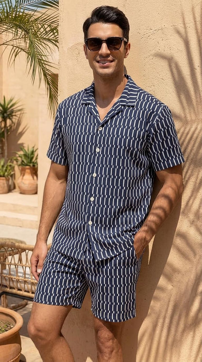 JYF Men's Printed Co-Ord Set – T-Shirt & Shorts
