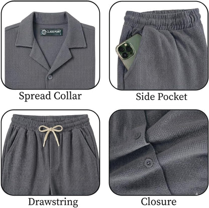 JYF Men's Striped Co-Ord Set – Relaxed Fit Shirt & Pants