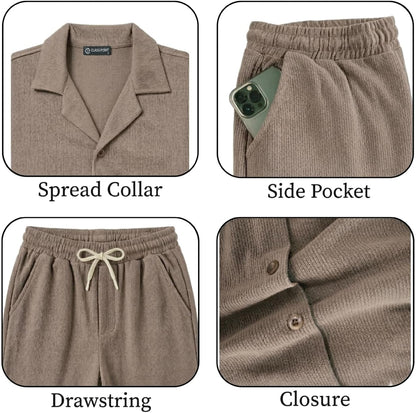 JYF Men's Striped Co-Ord Set – Relaxed Fit Shirt & Pants