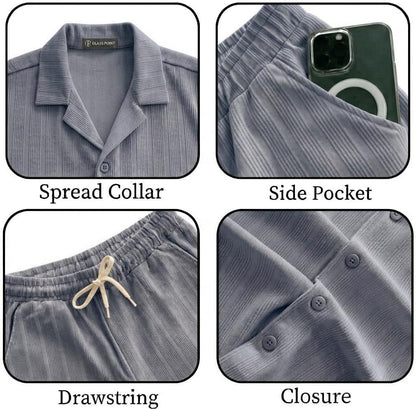 JYF Men's Subtle Stripe Co-Ord Set – Shirt & Casual Pants