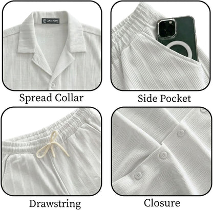 JYF Men's Subtle Stripe Co-Ord Set – Shirt & Casual Pants