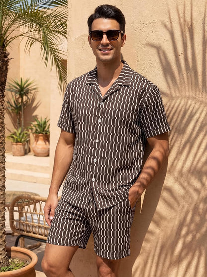 JYF Men's Printed Co-Ord Set – T-Shirt & Shorts
