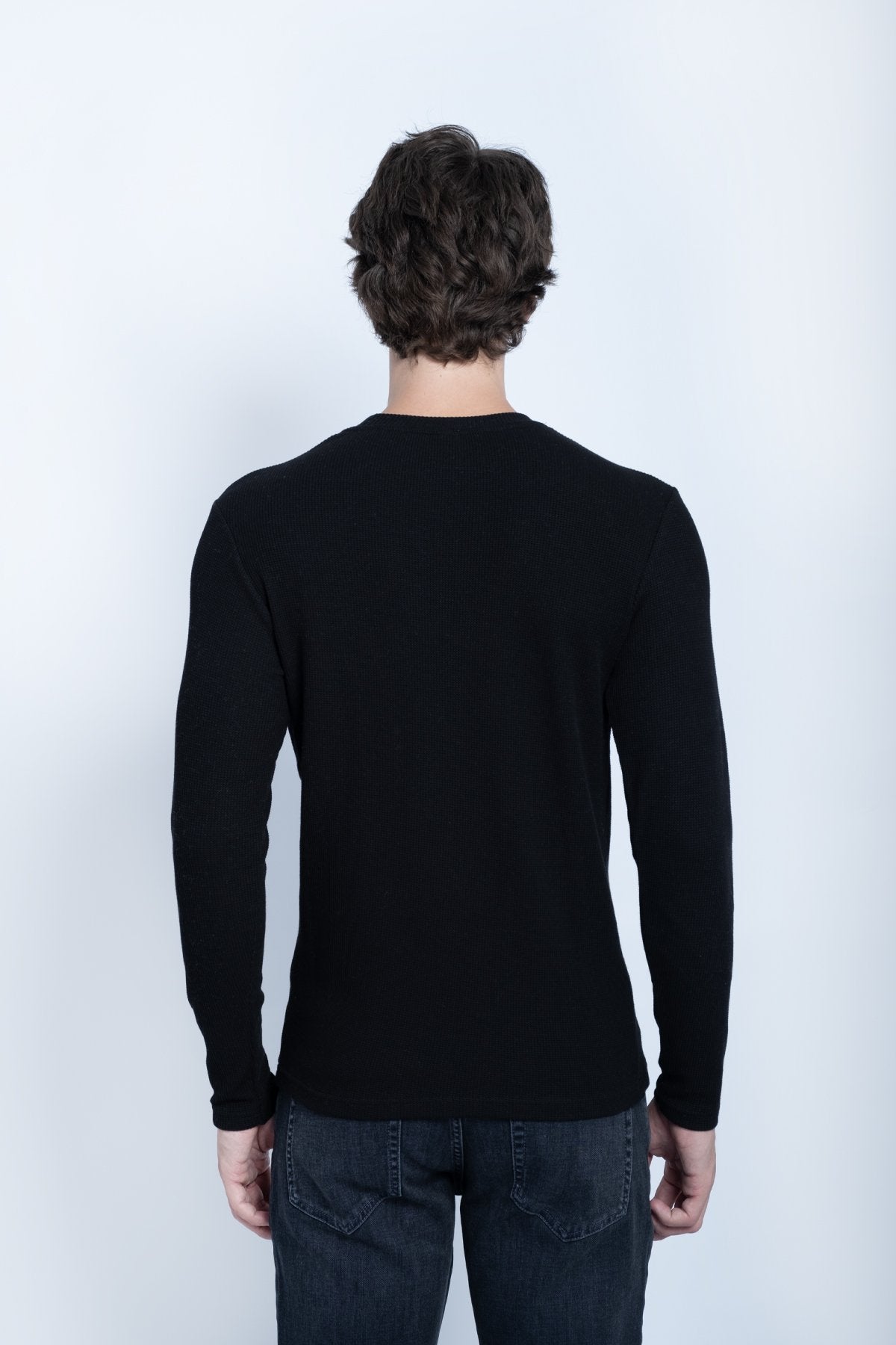 Waffle Basic Neck Sweat