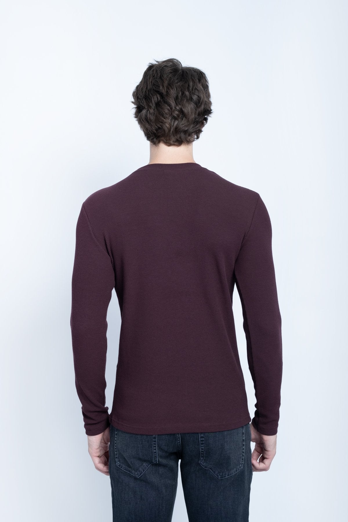 Waffle Basic Neck Sweat