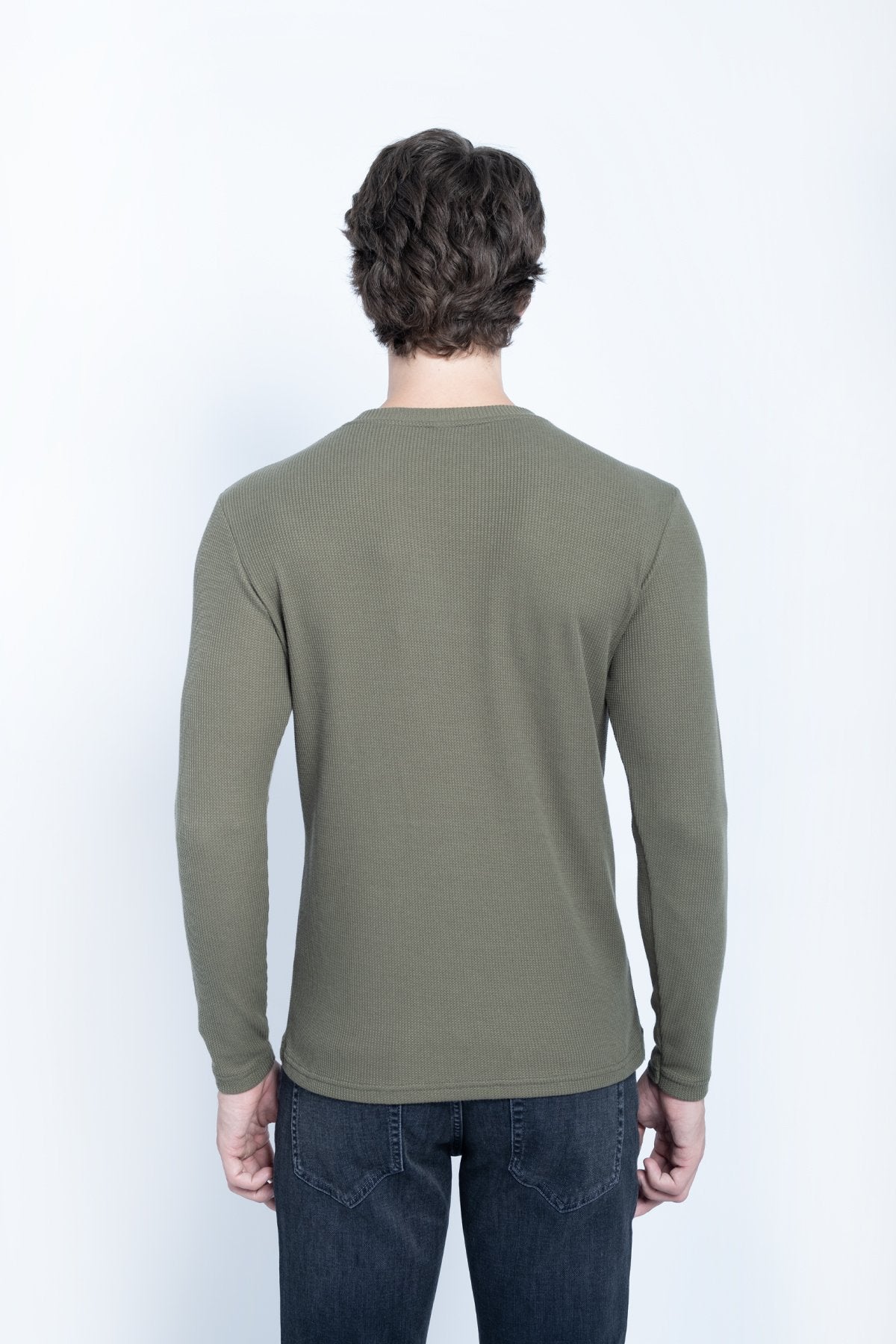 Waffle Basic Neck Sweat