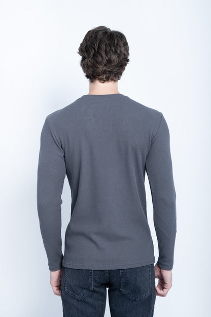 JYF Men's Waffle Knit Sweatshirt – Essential Basic - Sweatshirt - View 11