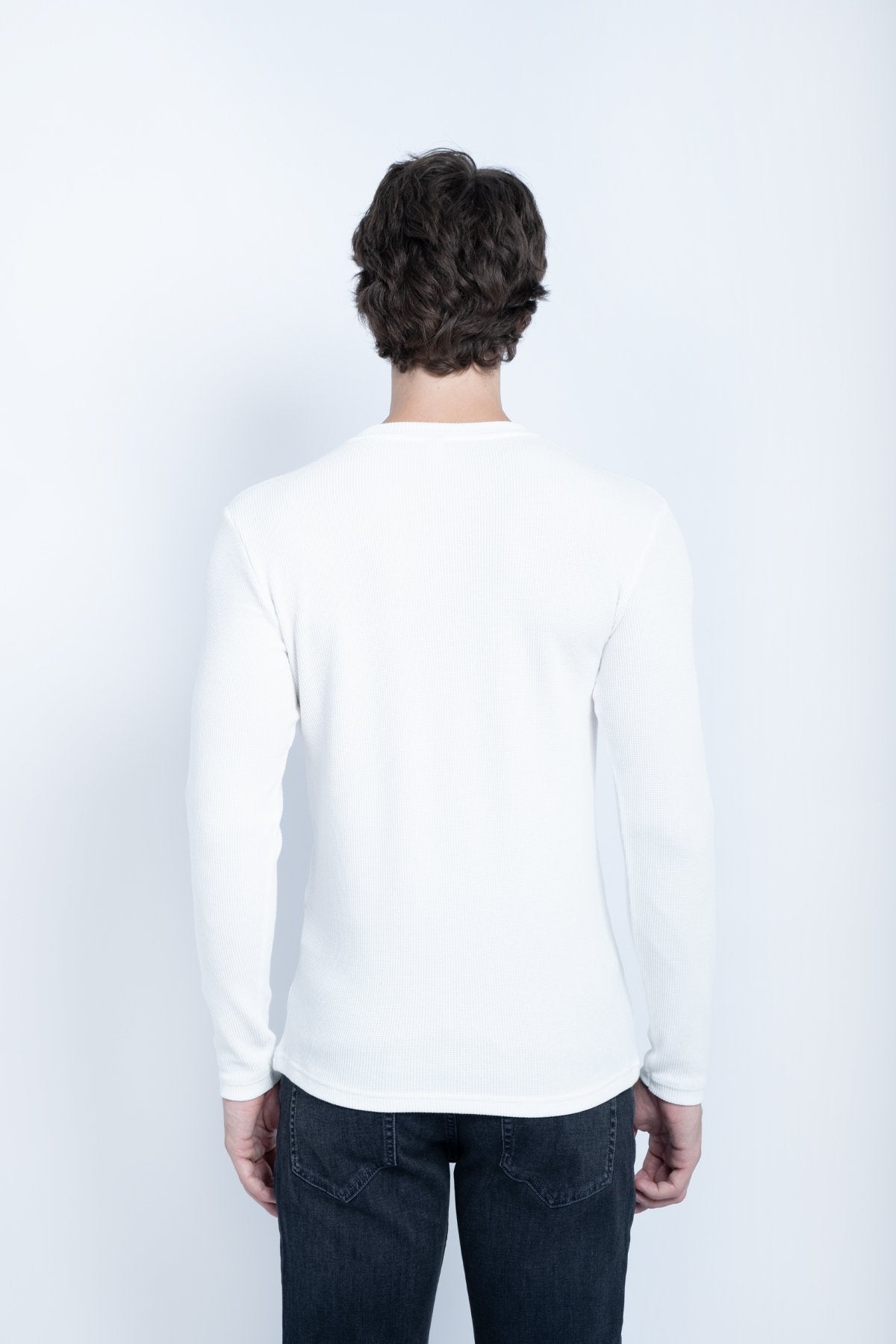 JYF Men's Waffle Knit Sweatshirt – Essential Basic - Sweatshirt - View 5