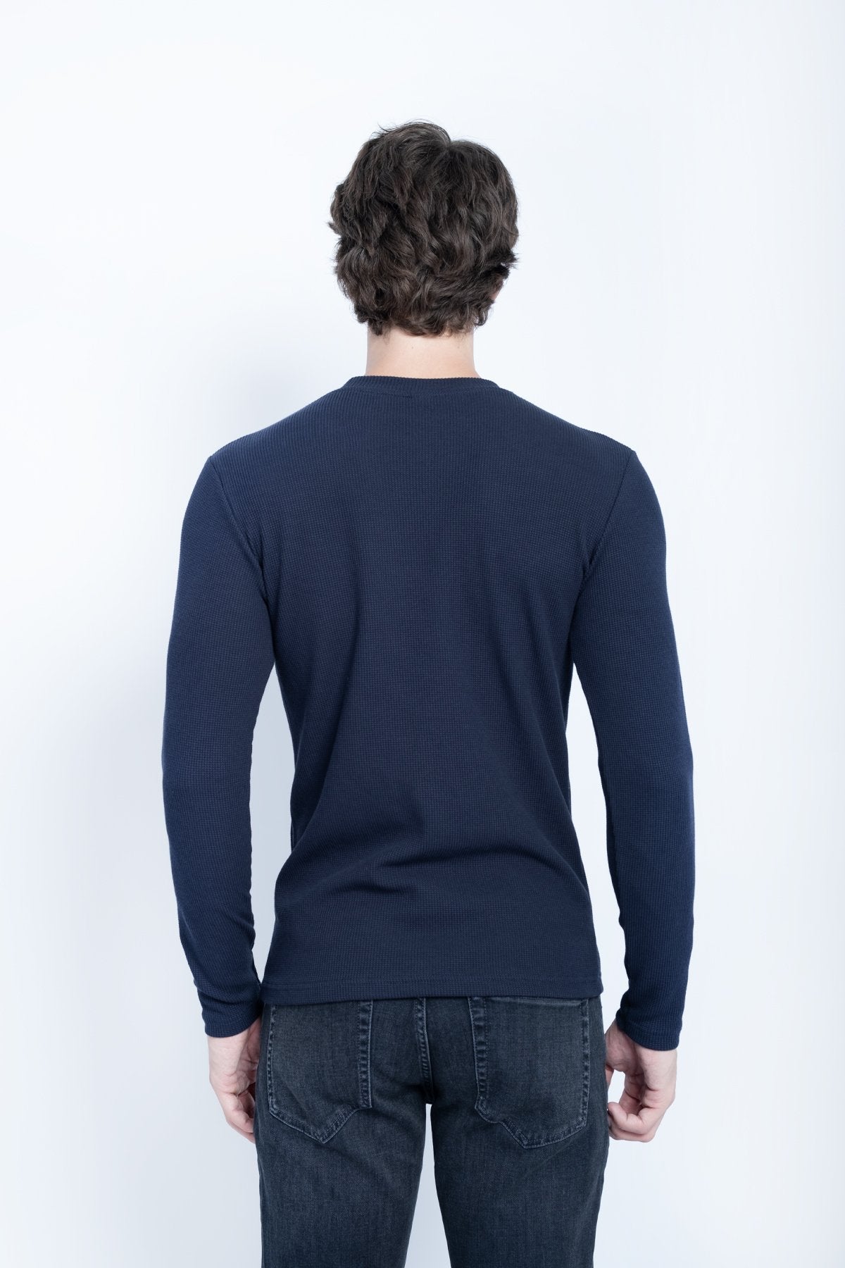 JYF Men's Waffle Knit Sweatshirt – Essential Basic - Sweatshirt - View 8