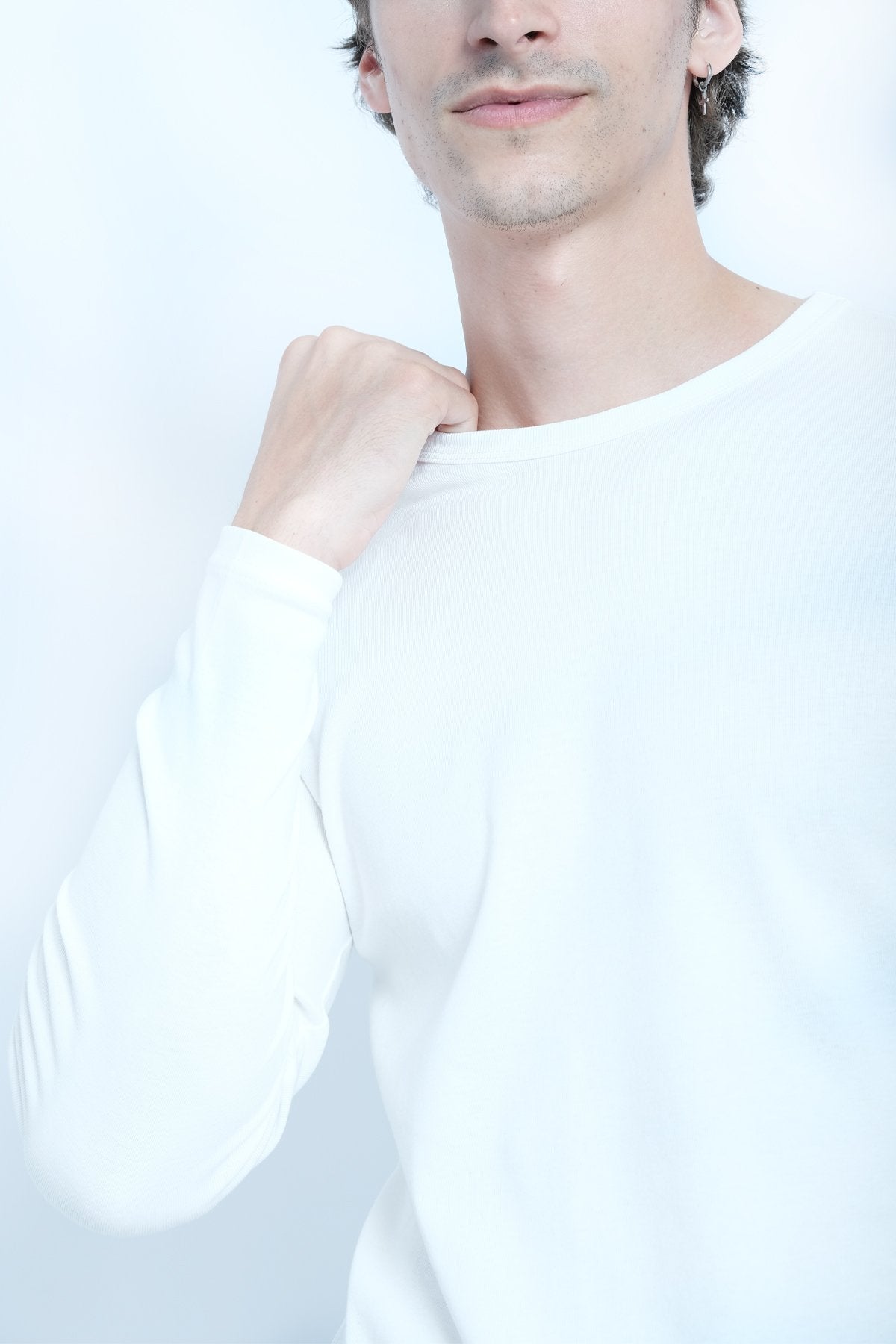 JYF Men's Ribbed Neck Sweatshirt – Essential Basic - Sweatshirt - View 3