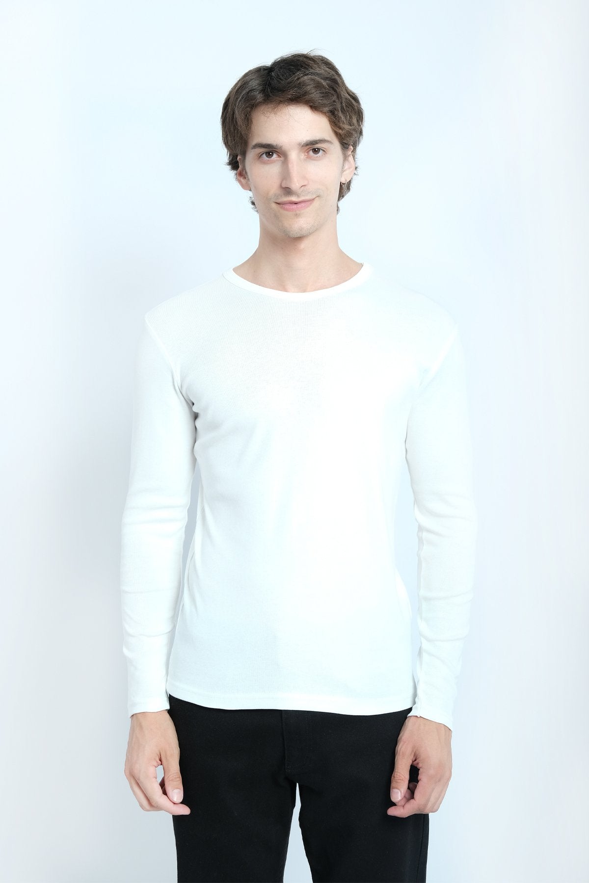 JYF Men's Ribbed Neck Sweatshirt – Essential Basic - Sweatshirt - View 1