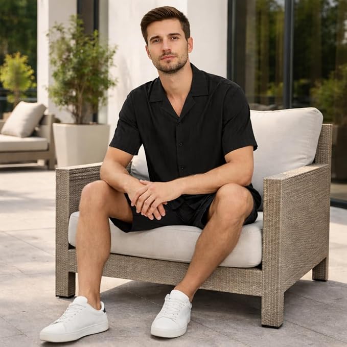 JYF Men's Striped Co-Ord Set – Shirt & Shorts - Co-Ord Set - View 17