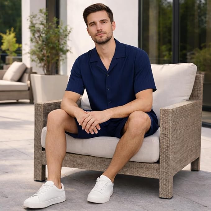 JYF Men's Striped Co-Ord Set – Shirt & Shorts - Co-Ord Set - View 7