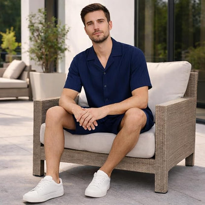 JYF Men's Striped Co-Ord Set – Shirt & Shorts - Co-Ord Set - View 7