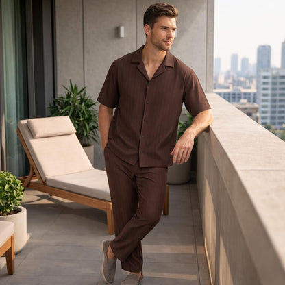 JYF Men's Striped Co-Ord Set – Shirt & Full Pants - Co-Ord Set - View 27