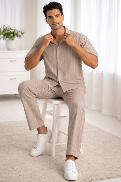 JYF Men's Striped Co-Ord Set – Shirt & Full Pants - Co-Ord Set - View 18