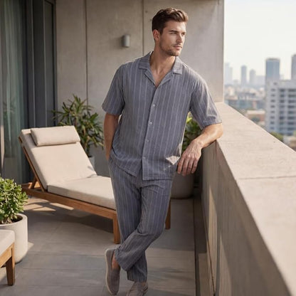 JYF Men's Striped Co-Ord Set – Shirt & Full Pants - Co-Ord Set - View 22