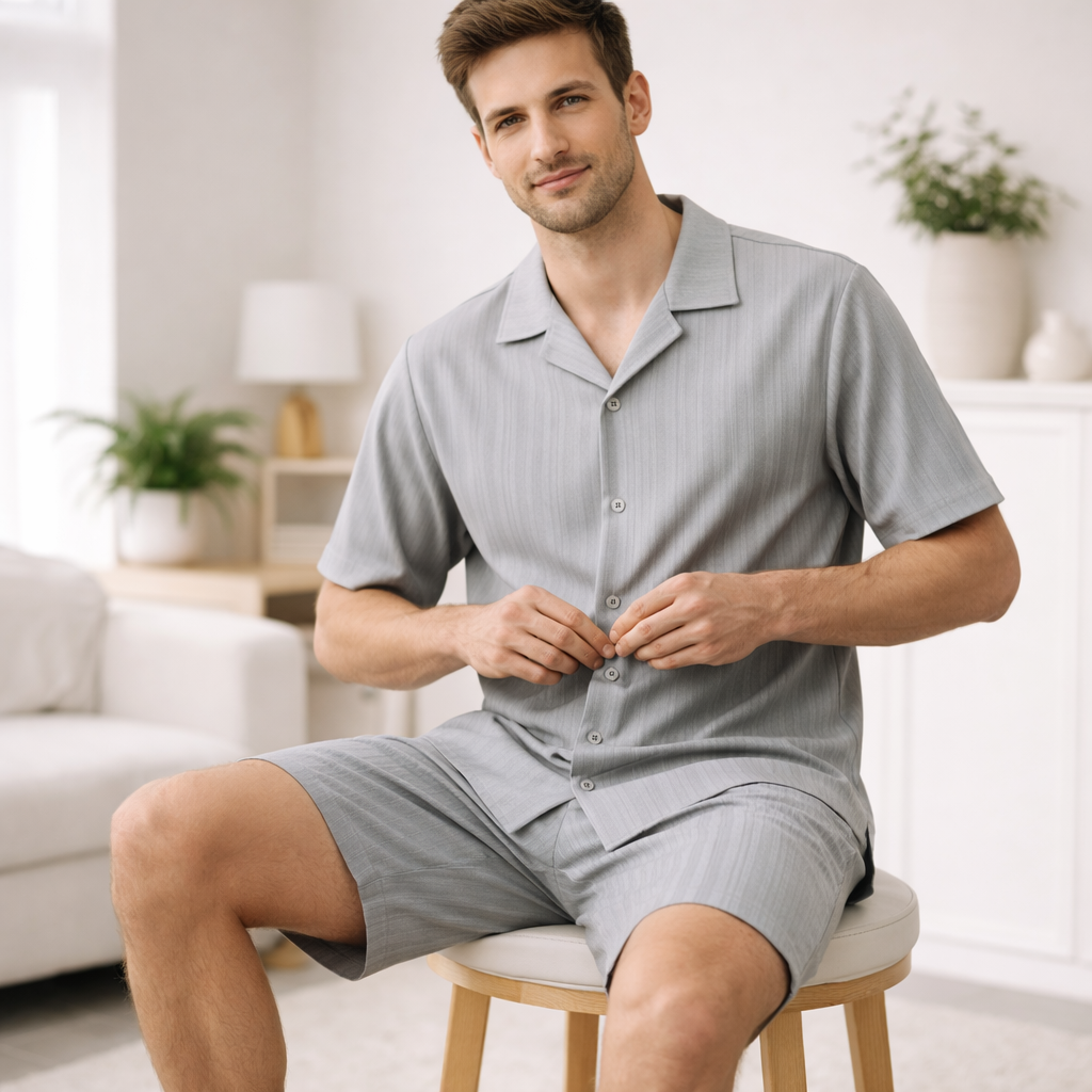 JYF Men's Striped Co-Ord Set – Shirt & Shorts - Co-Ord Set - View 3