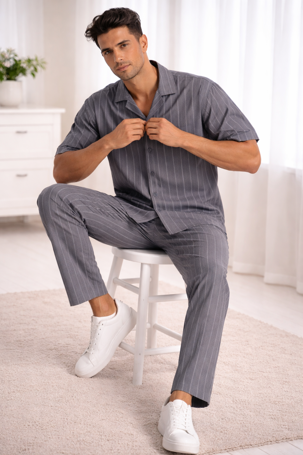 JYF Men's Striped Co-Ord Set – Shirt & Full Pants - Co-Ord Set - View 23