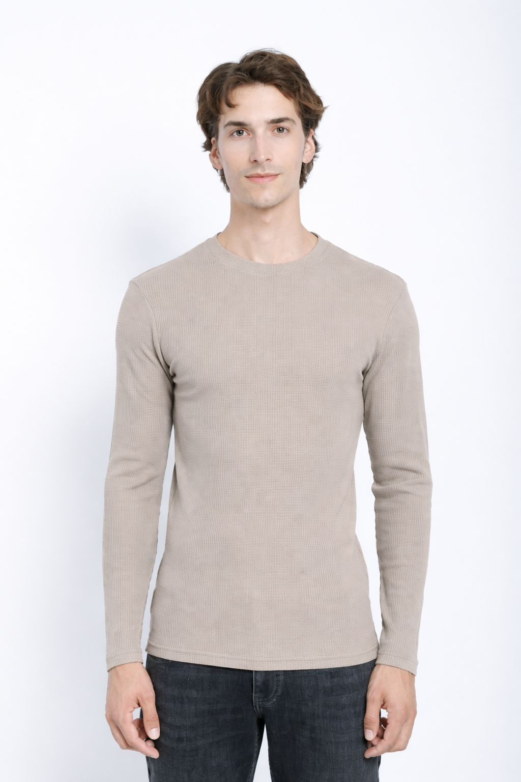JYF Men's Waffle Knit Sweatshirt – Essential Basic - Sweatshirt - View 1