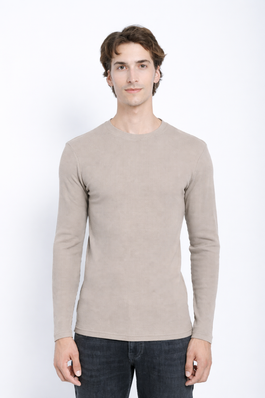 JYF Waffle Basic Neck Sweat