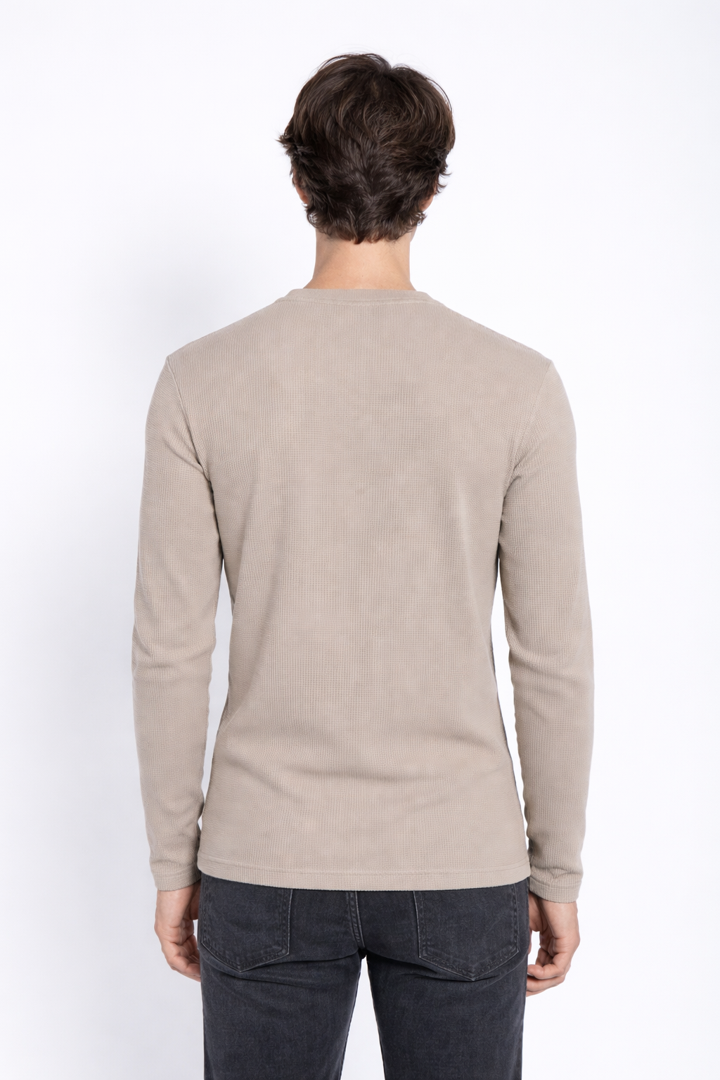 JYF Men's Waffle Knit Sweatshirt – Essential Basic - Sweatshirt - View 2