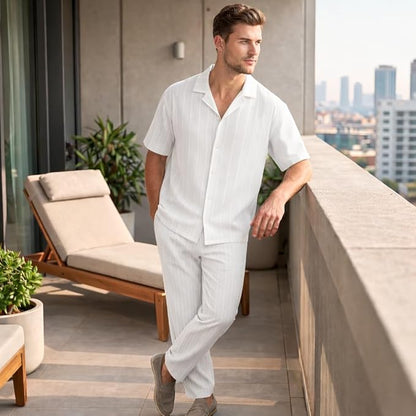 JYF Men's Striped Co-Ord Set – Shirt & Full Pants - Co-Ord Set - View 7