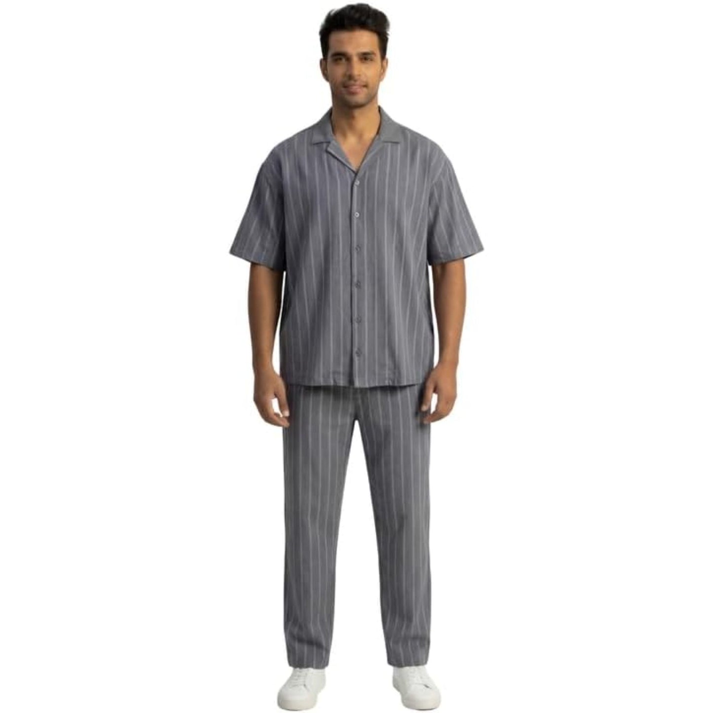 JYF Men's Striped Co-Ord Set – Shirt & Full Pants - Co-Ord Set - View 21